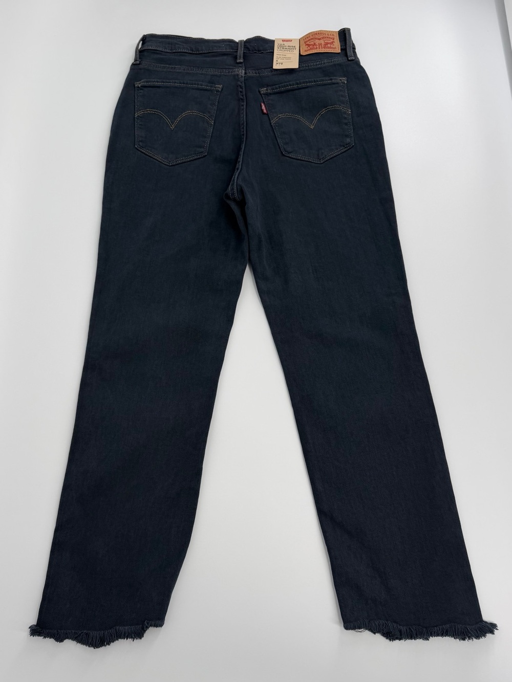 Levi’s 724 Jeans Womens 6 W28 High Rise Straight Cropped Black Raw Hem NWT - Picture 4 of 16